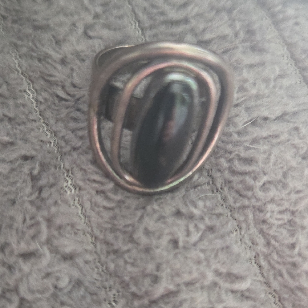 Black Stone Silver Ring - image 1